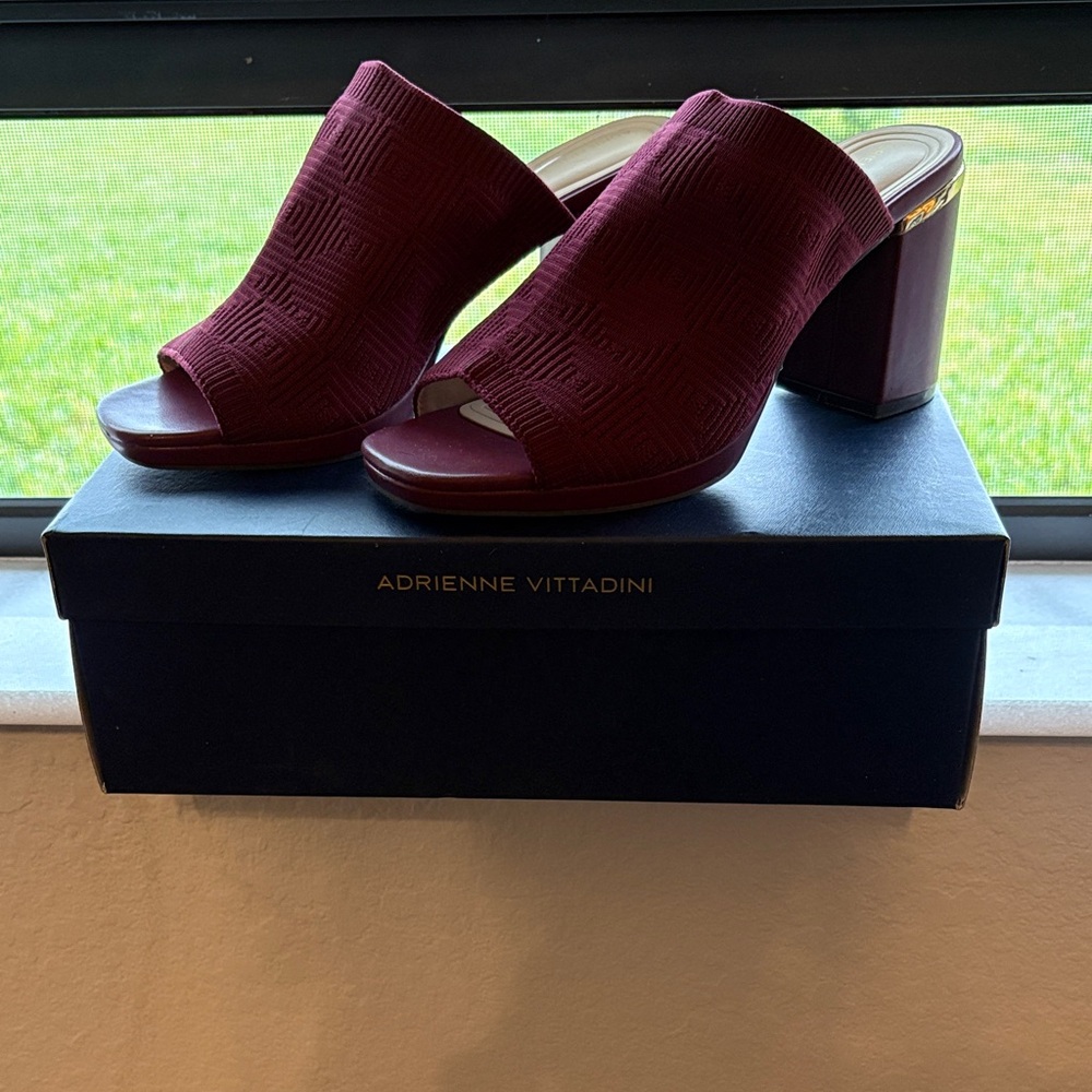 Adrienne Vittadini Wine Peep-Toe Mules